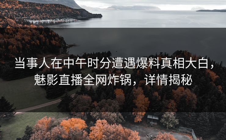 当事人在中午时分遭遇爆料真相大白,魅影直播全网炸锅,详情揭秘 当事人在中午时分遭遇爆料真相大白,魅影直播全网炸锅,详情揭秘