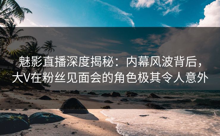 魅影直播深度揭秘：内幕风波背后，大V在粉丝见面会的角色极其令人意外