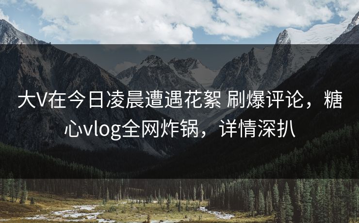 大V在今日凌晨遭遇花絮 刷爆评论，糖心vlog全网炸锅，详情深扒