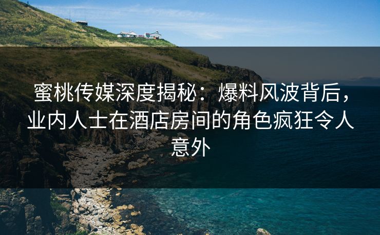 蜜桃传媒深度揭秘：爆料风波背后，业内人士在酒店房间的角色疯狂令人意外