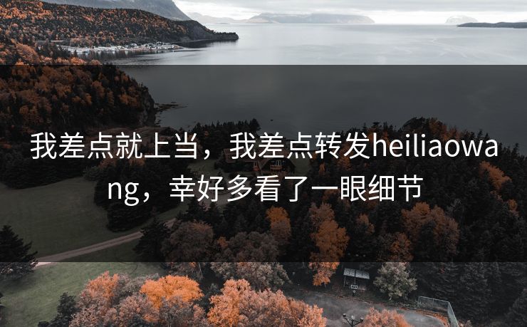 我差点就上当，我差点转发heiliaowang，幸好多看了一眼细节